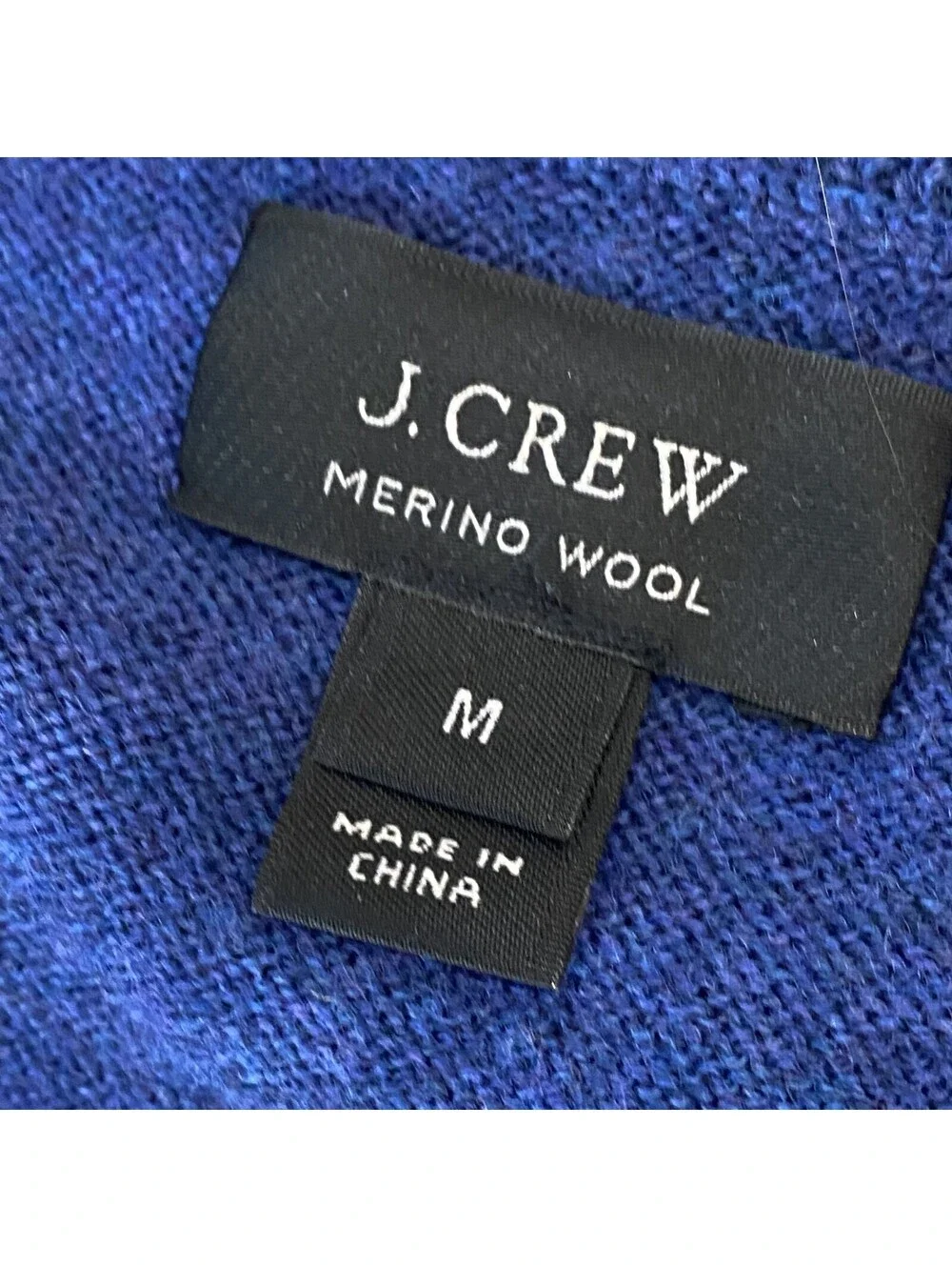 J. CREW Mens V-Neck Jumper Sweater Medium Navy Blue 100% Merino Wool Casual